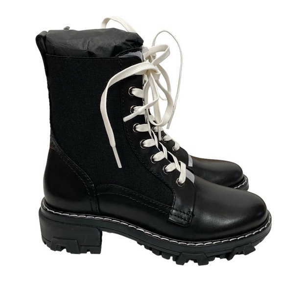 New! Rag & Bone Shiloh Black Leather Combat Boots - Picture 4 of 9